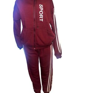 Women's Maroon Sport Jacket with Stripes